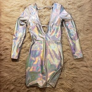 Plunge Neck Holographic mini